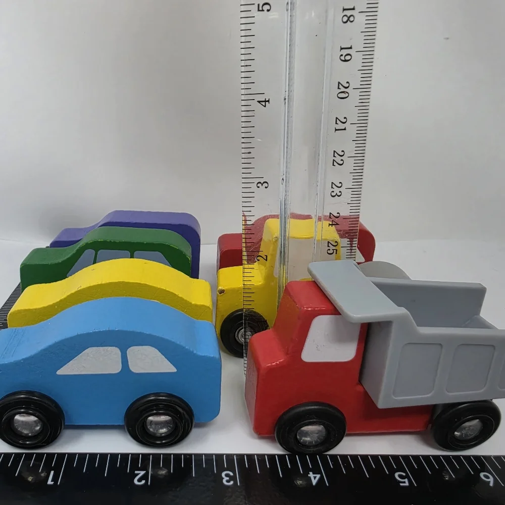 Melissa and Doug Wood Colorful Cars Work Trucks Lot of 7